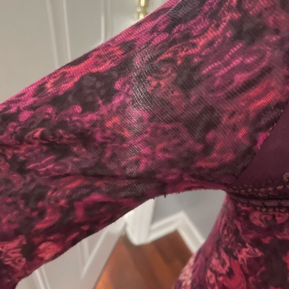 Vintage America Boho top Long sleeve burgundy shades size medium - Picture 9 of 9